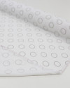 Tecido Crepe de Viscose Italiano Círculos Cinza e Branco