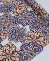 Tecido Crepe de Viscose Italiano Mandalas em Recortes Colorido e Creme