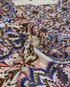 Tecido Crepe de Viscose Italiano Mandalas em Recortes Colorido e Creme