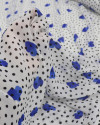 Tecido Crepe Chiffon Italiano Micro Poá e Pingos Irregulares Azul, Preto e Branco