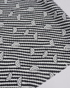 Tecido Crepe de Viscose Italiano Listras Diagonais e Arcos P/B