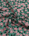 Tecido Viscose Liberty Rosa Chiclete, Preto e Verde Tifany