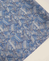 Tecido Viscose Italiano Riscos Ondulados Preto, Azul e Branco