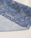 Tecido Viscose Italiano Riscos Ondulados Preto, Azul e Branco