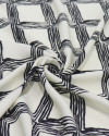 Tecido Viscose Italiano Geométrico Preto e Creme