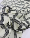 Tecido Viscose Italiano Geométrico Preto e Creme