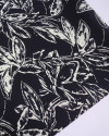 Tecido Viscose Italiano Macro Folhagem e Pontos Creme e Preto