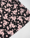Tecido Crepe Acetinado Italiano Brocado Flor de Cerejeira Rosa e Preto