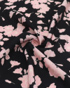 Tecido Crepe Acetinado Italiano Brocado Flor de Cerejeira Rosa e Preto