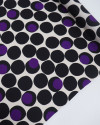 Tecido Viscose Acetinada Italiano Macro Poá Roxo, Preto e Creme
