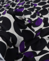 Tecido Viscose Acetinada Italiano Macro Poá Roxo, Preto e Creme