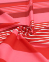 Tecido Crepe Koshibo Italiano Listras Branco e Tons de Vermelho