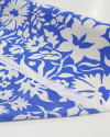 Tecido Crepe de Viscose Italiano Floral Azul e Offwhite