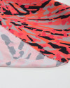 Tecido Viscose Italiano Estampa Abstrata Preto, Cinza e Coral