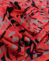 Tecido Viscose Italiano Estampa Abstrata Preto, Cinza e Coral