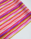 Tecido Viscose Italiano Listras em Aquarela Amarelo, Vermelho e Tons de Rosa
