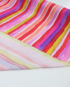 Tecido Viscose Italiano Listras em Aquarela Amarelo, Vermelho e Tons de Rosa