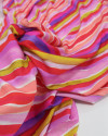 Tecido Viscose Italiano Listras em Aquarela Amarelo, Vermelho e Tons de Rosa