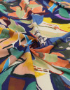 Tecido Viscose Fina Italiano Folhagem Abstrata Colorido