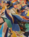 Tecido Viscose Fina Italiano Folhagem Abstrata Colorido