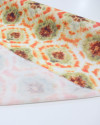 Tecido Viscose Italiano Estampa Tie Dye Verde, Laranja e Offwhite