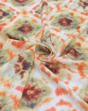 Tecido Viscose Italiano Estampa Tie Dye Verde, Laranja e Offwhite