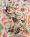 Tecido Viscose Italiano Estampa Tie Dye Verde, Laranja e Offwhite