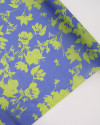 Tecido Viscose Italiano Estampa Floral Verde Neon e Azul