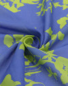 Tecido Viscose Italiano Estampa Floral Verde Neon e Azul