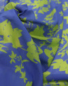 Tecido Viscose Italiano Estampa Floral Verde Neon e Azul