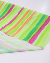 Tecido Viscose Italiano Listras em Aquarela Rosa, Coral e Tons de Verde