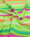 Tecido Viscose Italiano Listras em Aquarela Rosa, Coral e Tons de Verde