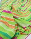 Tecido Viscose Italiano Listras em Aquarela Rosa, Coral e Tons de Verde