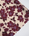 Tecido Crepe Silk Italiano Macro Floral Azul, Borgonha e Pêssego