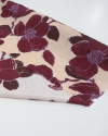 Tecido Crepe Silk Italiano Macro Floral Azul, Borgonha e Pêssego