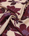 Tecido Crepe Silk Italiano Macro Floral Azul, Borgonha e Pêssego