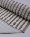 Tecido Linho Misto Listrado Marrom e Offwhite