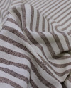 Tecido Linho Misto Listrado Marrom e Offwhite