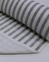 Tecido Linho Misto Listrado Azul Marinho Noite e Offwhite