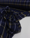 Tecido Flanela Mista Xadrez Duplo Branco, Amarelo, Preto e Azul Marinho Noite