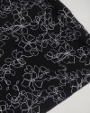 Tecido Crepe Fino Italiano Rascunho Floral Abstrato Cinza e Preto