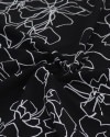 Tecido Crepe Fino Italiano Rascunho Floral Abstrato Cinza e Preto
