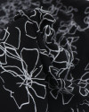 Tecido Crepe Fino Italiano Rascunho Floral Abstrato Cinza e Preto