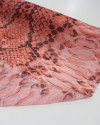 Tecido Crepe Chiffon Italiano Animal Print Escamas Tons de Vermelho
