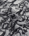 Tecido Crepe Chiffon Italiano Estampa Abstrata Cinza e Preto