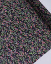 Tecido Crepe Chiffon Italiano Ramos Florais Lilás Vermelho e Preto