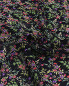 Tecido Crepe Chiffon Italiano Ramos Florais Lilás Vermelho e Preto