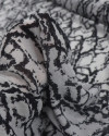 Tecido Crepe Chiffon Italiano Estampa Abstrata Cinza e Preto