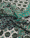 Tecido Viscose Italiano com Lurex Multi Estampado Preto e Tons de Verde
