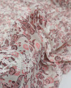 Tecido Crepe Chiffon Italiano Texturizado e Bordado Ramos em Cashmere Vermelho e Creme